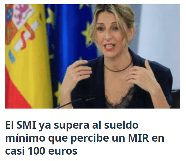 El salario mínimo interprofesional ya supera en 100€ el sueldo de un médico residente en España