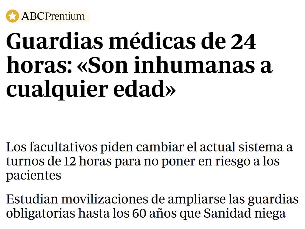 Las guardias médicas de 24h son inhumanas