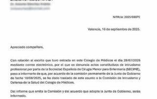 Sindicato Médico Avanza denuncia posible intrusismo de la SECIME en actos médicos de cirugía menor
