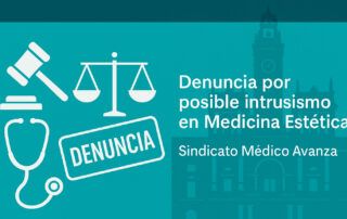 Banner institucional de Sindicato Médico Avanza sobre denuncia por intrusismo en Medicina Estética