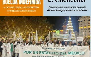 Cartel de huelga médica en la Comunitat Valenciana: 14 y 15 de enero y posible huelga indefinida desde febrero (APEMYF) con Sindicato Médico Avanza
