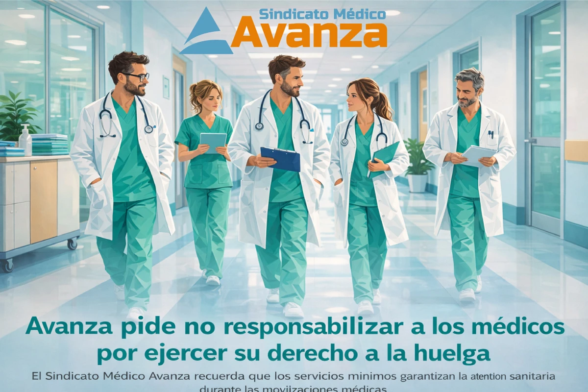 Médicos en hospital representando la defensa del derecho de huelga de los profesionales sanitarios