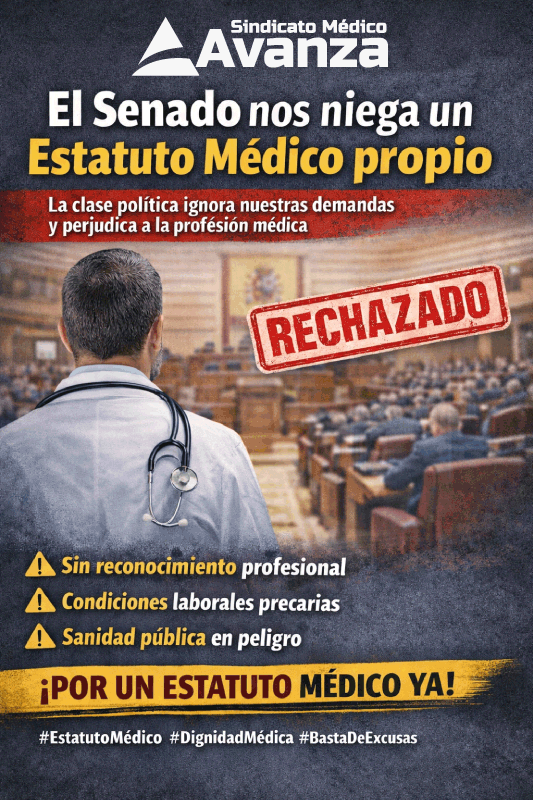 Rechazo del Senado al estatuto médico propio reclamado por los médicos del sistema sanitario español