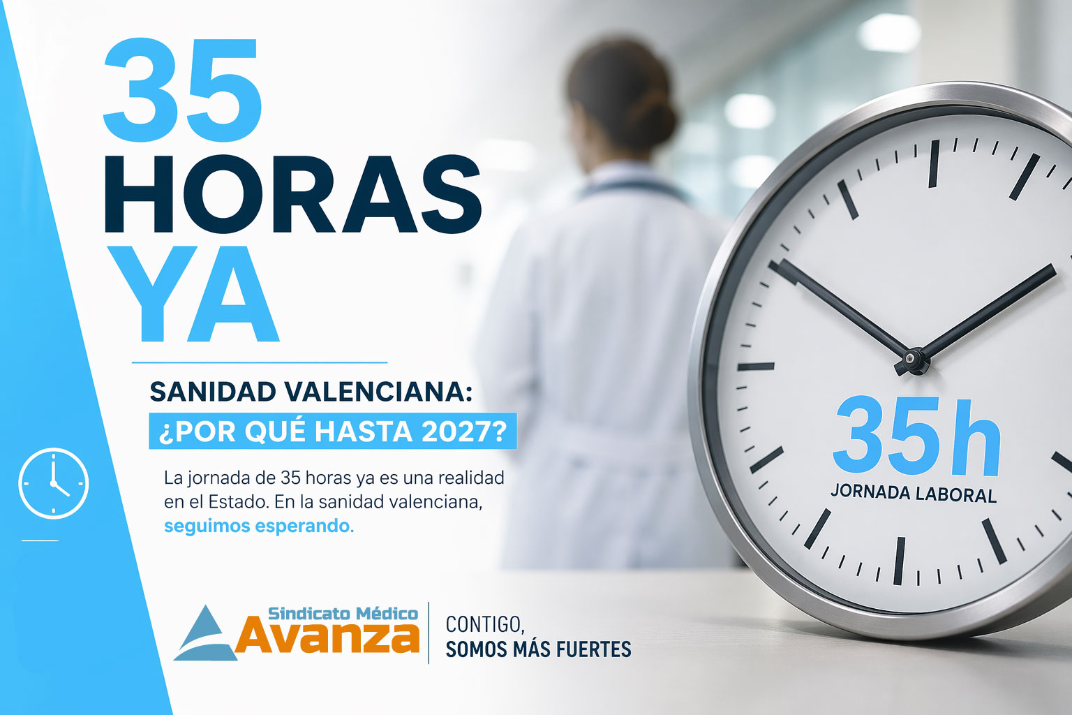 Jornada laboral de 35 horas en sanidad valenciana con referencia al retraso hasta 2027
