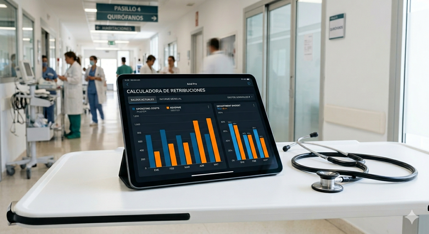simulador-salarios-medicos-gva-2026 Médico consultando el simulador de nómina 2026 del Sindicato Avanza.