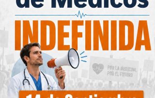Cartel oficial de la convocatoria de huelga indefinida de médicos en la Comunidad Valenciana para el 14 de septiembre por el Sindicato Médico Avanza