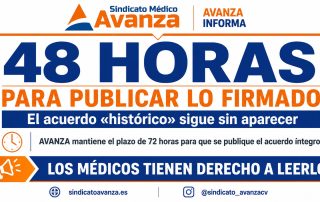 AVANZA mantiene el plazo de 72 horas para publicar íntegramente el acuerdo anunciado por Sanidad